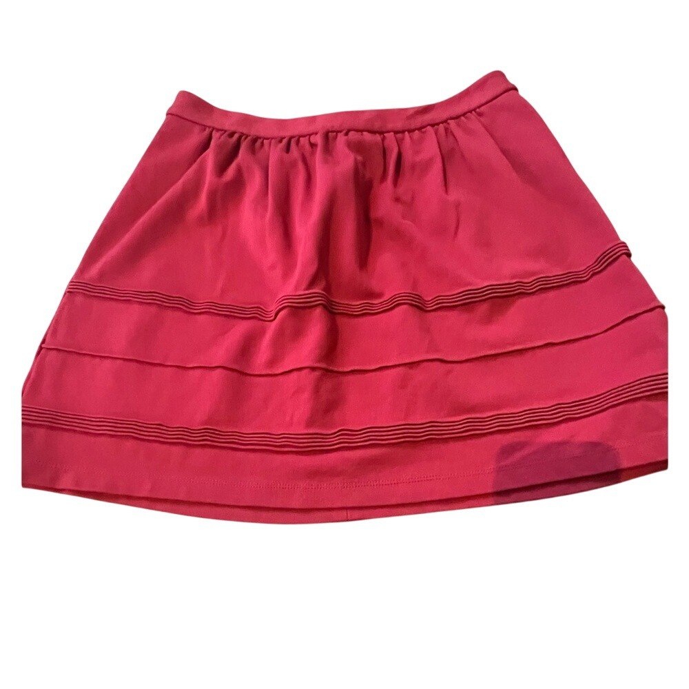 J. Crew Red A-Line Mini Skirt with Pleated Design